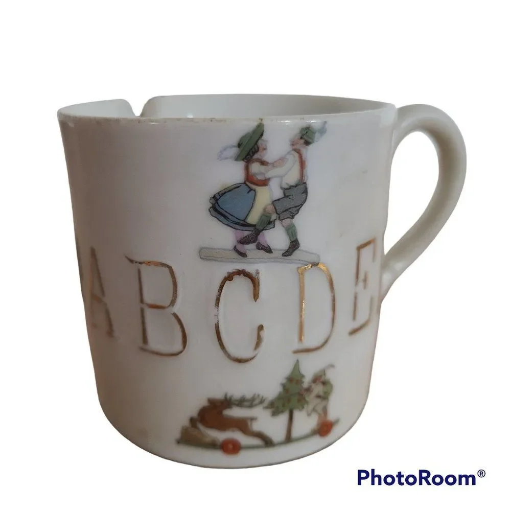 RARE Vintage Child's ABC Alphabet Cup Mug Circa Early 1900s Made in Germany